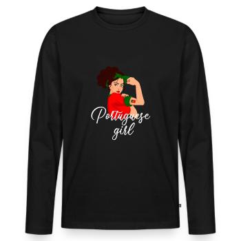 Fille portugaise, femmes portugaises - T-shirt manches longues Premium bio Homme - noir - Devant - Nico (187cm)