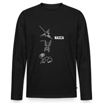Nazca Line Peru, peruvian peru - Men's Premium Organic Long Sleeve Shirt - black - Front - Nico (187cm)