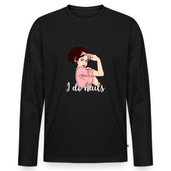 Ich mache Nägel Nail Tech - Männer Premium Bio Langarmshirt - Schwarz - Vorne - Nico (187cm)