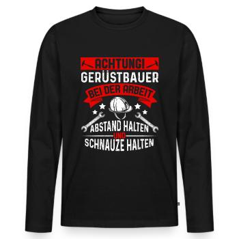 Gerüstbauer Gerüstbau Bauarbeit - Männer Premium Bio Langarmshirt - Schwarz - Vorne - Nico (187cm)