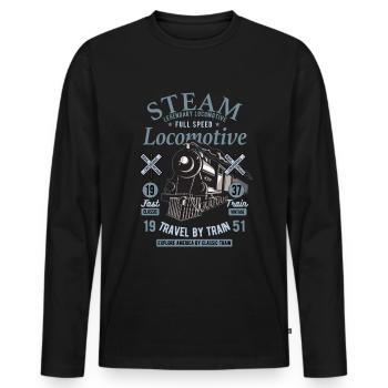 Dampflok Eisenbahn Lokführer - Männer Premium Bio Langarmshirt - Schwarz - Vorne - Nico (187cm)