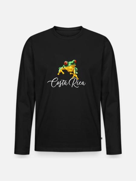 costa rica regen kikker costa rica - Mannen Premium Bio shirt met lange mouwen - zwart