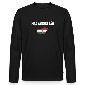 Magyarorszag, Ungarn, Ungarisch - Männer Premium Bio Langarmshirt - Schwarz - Vorne - Nico (187cm)