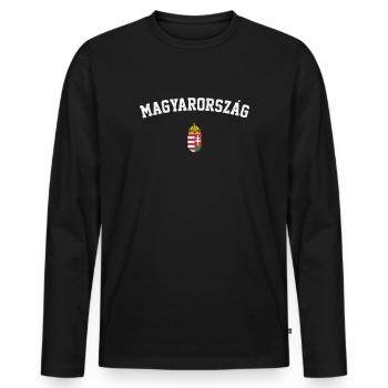 Magyarorszag, Ungarn, Ungarisch - Männer Premium Bio Langarmshirt - Schwarz - Vorne - Nico (187cm)