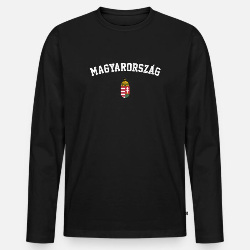 Magyarorszag, Ungarn, Ungarisch - Männer Premium Bio Langarmshirt - Schwarz