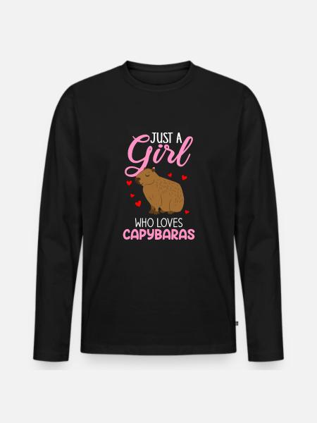 Gewoon een meisje dat van capibara houdt, capibara - Mannen Premium Bio shirt met lange mouwen - zwart