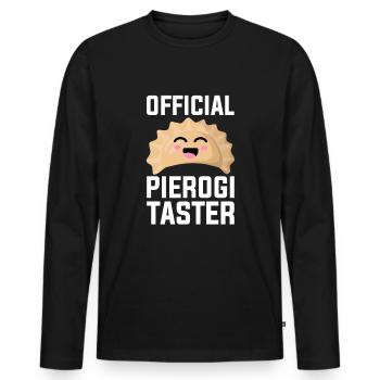 offizieller Pierogi-Schnupper, polnischer Pierogi - Männer Premium Bio Langarmshirt - Schwarz - Vorne - Nico (187cm)