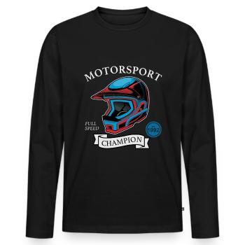 Casque de sport automobile pilote de course voiture de sport - T-shirt manches longues Premium bio Homme - noir - Devant - Nico (187cm)