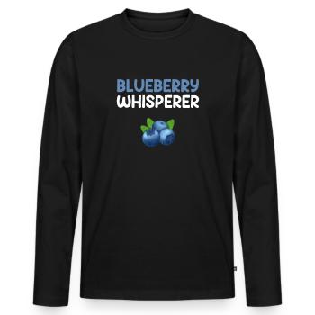 Blaubeerflüsterer, Blaubeere - Männer Premium Bio Langarmshirt - Schwarz - Vorne - Nico (187cm)