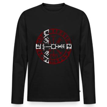 VEGVVISIR DENMARK - Wikinger Kompass - Männer Premium Bio Langarmshirt - Schwarz - Vorne - Nico (187cm)