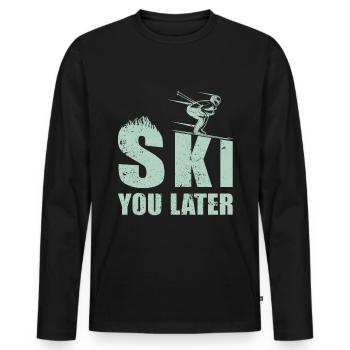 Ski you later skier scallabouts Pistensau piste - Men's Premium Organic Long Sleeve Shirt - black - Front - Nico (187cm)