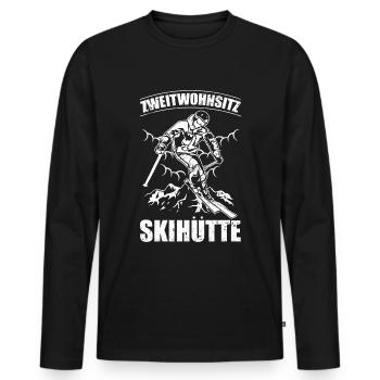Second residence Ski hut Funny skier saying - Men's Premium Organic Long Sleeve Shirt - black - Front - Nico (187cm)