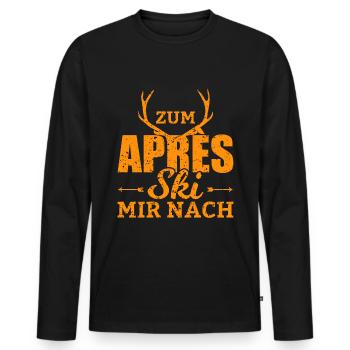 To the Apres Ski Mir After Lustiger Ski Spruch - Men's Premium Organic Long Sleeve Shirt - black - Front - Nico (187cm)