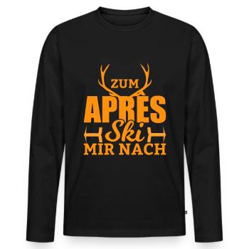 Drôle d’Apres Ski Party Sort Boire givré - T-shirt manches longues Premium bio Homme - noir - Devant - Nico (187cm)
