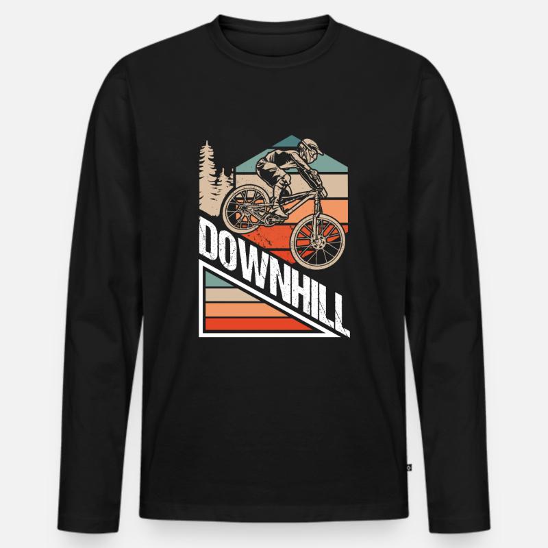 Downhill Downhill Fahrrad - Männer Premium Bio Langarmshirt - Schwarz