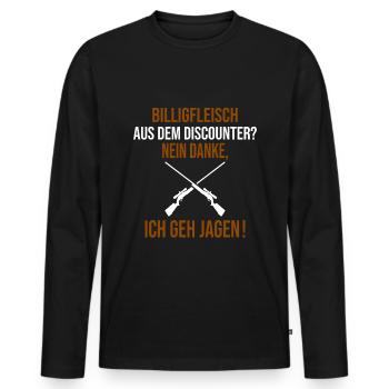 Wildschwein Jagd Lustiger Spruch Jagen für Jäger - Männer Premium Bio Langarmshirt - Schwarz - Vorne - Nico (187cm)