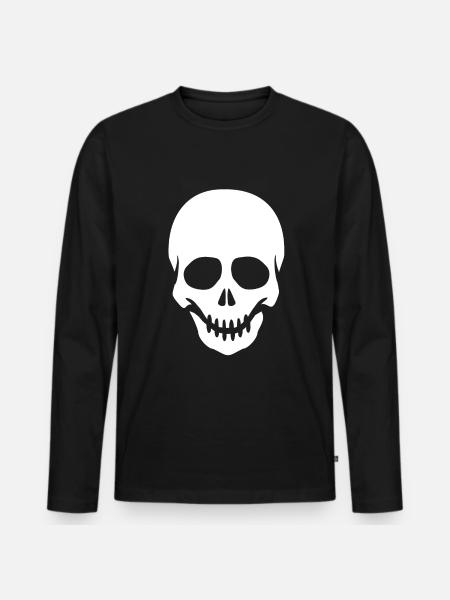 Skeleton Head Skull Skeleton - Men's Premium Organic Long Sleeve Shirt - black
