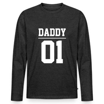 Daddy 01 Dad Number 1 Dad Dad Team Gift - Men's Premium Organic Long Sleeve Shirt - heather anthracite - Front - Nico (187cm)