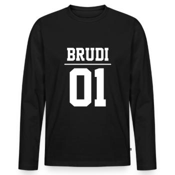 Brudi 01 Bro Bra Grosser Bruder Geschwister Kumpel - Männer Premium Bio Langarmshirt - Schwarz - Vorne - Nico (187cm)