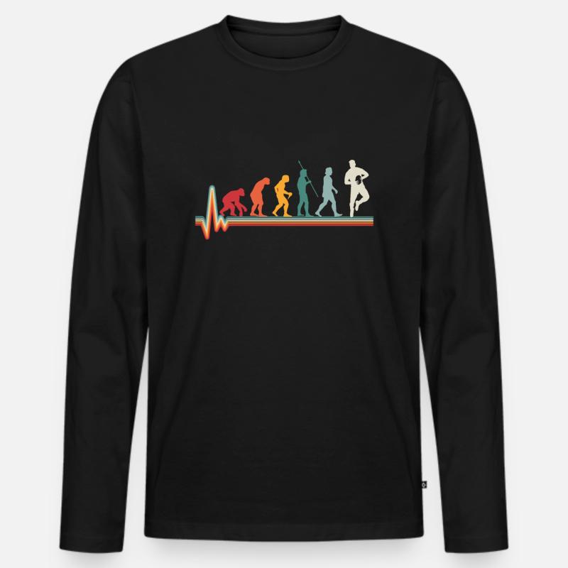 Evolution Herzschlag Rugby Geschenk - Männer Premium Bio Langarmshirt - Schwarz