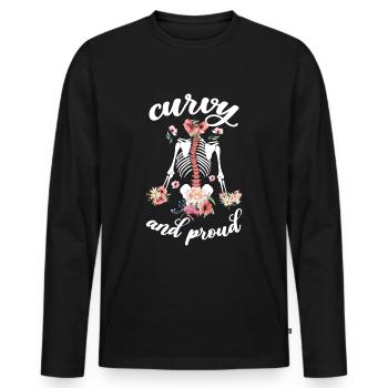 Curvy And Proud Scoliosis Warrior Scoliosis - Men's Premium Organic Long Sleeve Shirt - black - Front - Nico (187cm)