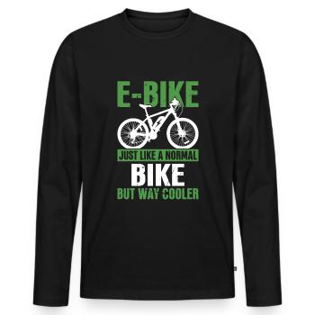 Funny E-Bike Bicycle Bike Quotes - Men's Premium Organic Long Sleeve Shirt - black - Front - Nico (187cm)