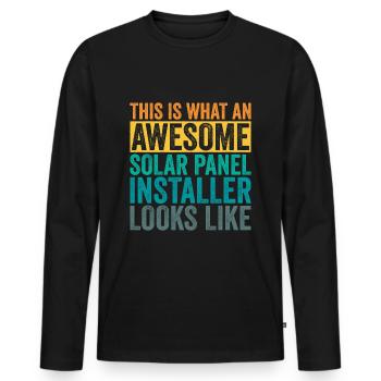 Solar Panel Installer - Men's Premium Organic Long Sleeve Shirt - black - Front - Nico (187cm)