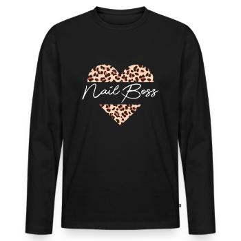 Nail Boss Nail Artist Cosmétologue Manicuriste - T-shirt manches longues Premium bio Homme - noir - Devant - Nico (187cm)