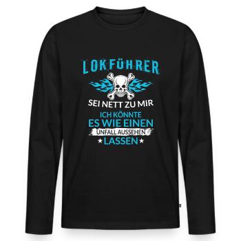 Lustiger Lokführer Eisenbahn Unfall Aussehen - Männer Premium Bio Langarmshirt - Schwarz - Vorne - Nico (187cm)