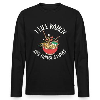 J’aime les ramen et peut-être le design de 3 personnes - T-shirt manches longues Premium bio Homme - noir - Devant - Nico (187cm)