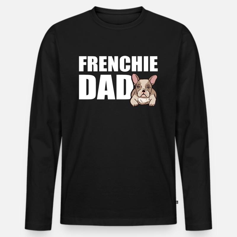 Frenchie Dad - Männer Premium Bio Langarmshirt - Schwarz