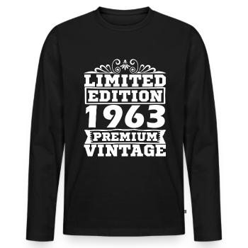 Born in 1963 Vintage Limited Edition 60 Years - Männer Premium Bio Langarmshirt - Schwarz - Vorne - Nico (187cm)