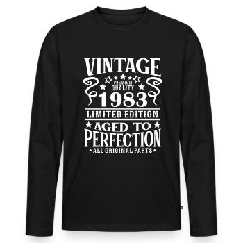 Retro Vintage 1983 Birthday 40 Years Born in 1983 - Männer Premium Bio Langarmshirt - Schwarz - Vorne - Nico (187cm)