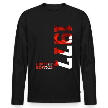 49TH BIRTHDAY 49 YEARS LIMITED EDITION 1977 - Men's Premium Organic Long Sleeve Shirt - black - Front - Nico (187cm)