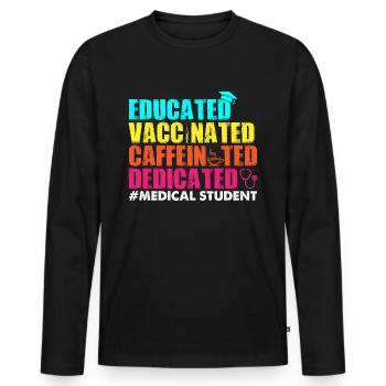 Étudiant en médecine - T-shirt manches longues Premium bio Homme - noir - Devant - Nico (187cm)