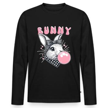 Lapin Bubblegum Bandana Lapin mignon rétro lapin - T-shirt manches longues Premium bio Homme - noir - Devant - Nico (187cm)