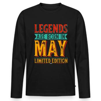 Les légendes naissent au mois de l’anniversaire du mois de mai - T-shirt manches longues Premium bio Homme - noir - Devant - Nico (187cm)