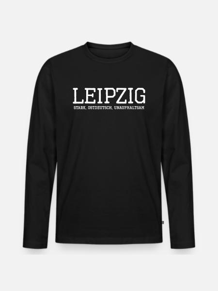 Leipzig Sachsen - Ostdeutschland Sächsisch - Männer Premium Bio Langarmshirt - Schwarz
