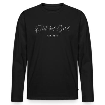 Old but Gold Est. 1987 Script Typography Gift - Men's Premium Organic Long Sleeve Shirt - black - Front - Nico (187cm)