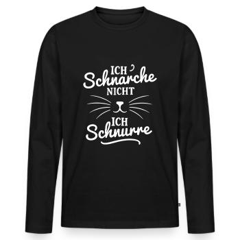 Ich schnarche nicht, ich schnurre - Schlafshirt - Männer Premium Bio Langarmshirt - Schwarz - Vorne - Nico (187cm)