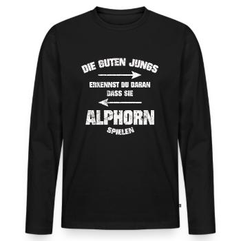 ALPHORN DIE GUTEN JUNGS GRUNGE STYLE SHIRT - Männer Premium Bio Langarmshirt - Schwarz - Vorne - Nico (187cm)