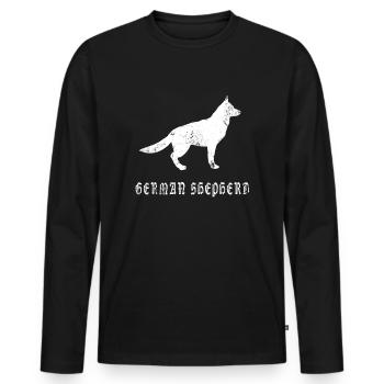 Deutscher Schäferhund Geschenkidee - Männer Premium Bio Langarmshirt - Schwarz - Vorne - Nico (187cm)