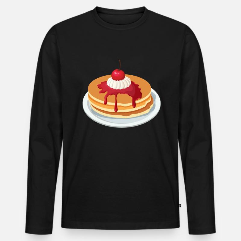 Eierkuchen Pfannkuchen Pancakes Frühstück Geschenk - Männer Premium Bio Langarmshirt - Schwarz