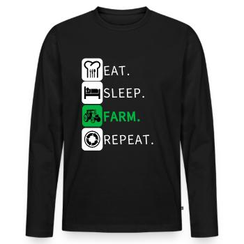 Mangez Sleep Farm Farmer Farmer répéter drôle - T-shirt manches longues Premium bio Homme - noir - Devant - Nico (187cm)