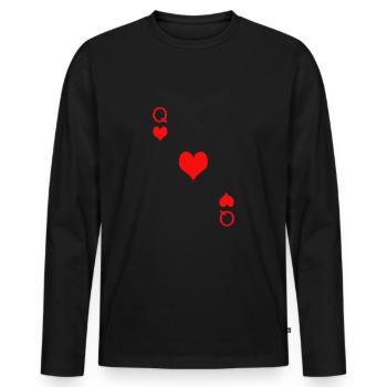 Playing card Heart Queen Queen Mardi Gras Carnival Ko - Men's Premium Organic Long Sleeve Shirt - black - Front - Nico (187cm)
