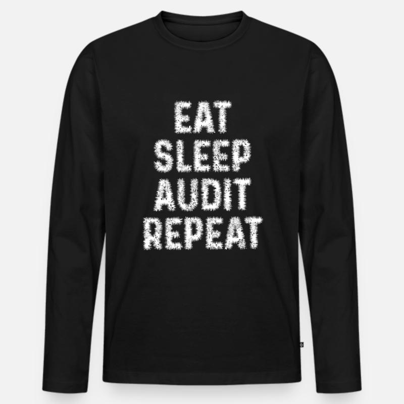 Essen-Schlaf-Audit-Wiederholung - Männer Premium Bio Langarmshirt - Schwarz