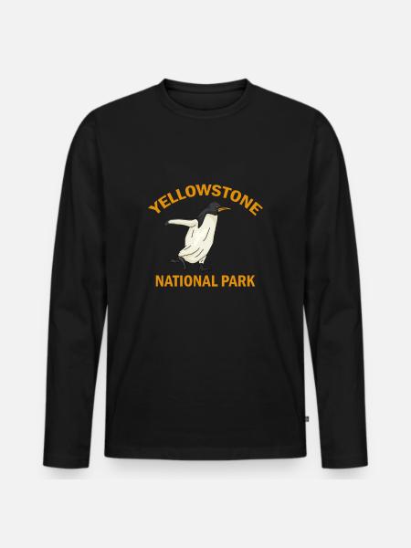 Pinguin im Yellowstone-Nationalpark - Männer Premium Bio Langarmshirt - Schwarz