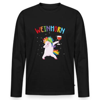 Wein Dab Unicorn Wine Einhorn Dabbing Geschenkidee - Männer Premium Bio Langarmshirt - Schwarz - Vorne - Nico (187cm)