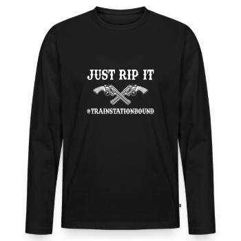 Just Rip It Yellowstone Station - Men's Premium Organic Long Sleeve Shirt - black - Front - Nico (187cm)