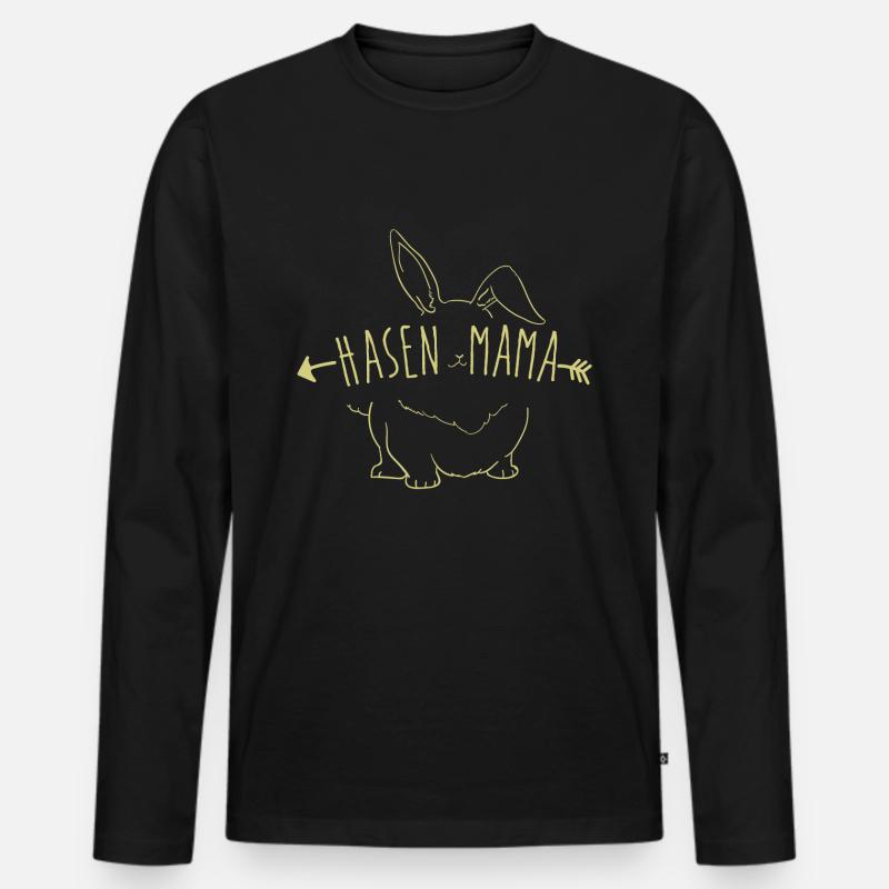 Hasen Mama - Männer Premium Bio Langarmshirt - Schwarz